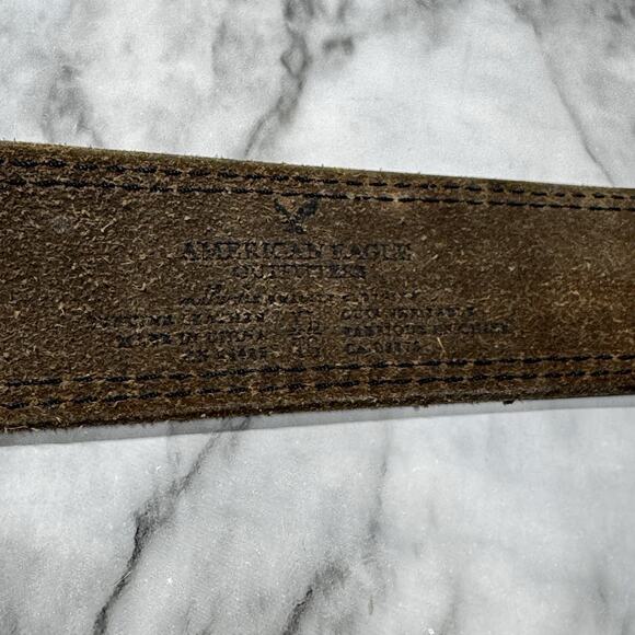American Eagle Outfitters Leather Brown Size XL Big Metal Buckle Black Floral - Picture 4 of 10